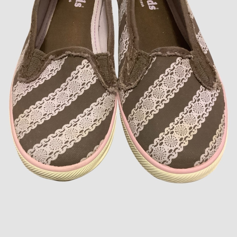 Keds Brown and Pink Flats with Striped Lace Print Design/ Size 6.5 - Picture 4 of 13